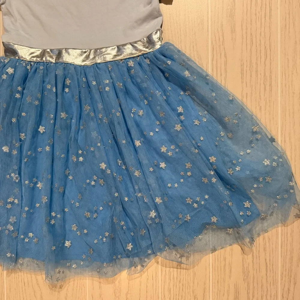 Bluey Hooded Tutu Dress Girls Size M Blue Glitter Star Character Dress NEW